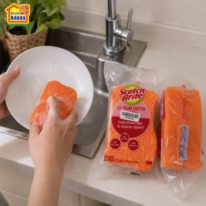 3M Scotch Brite Scrub Dots Sabut Spons 2 Pack Non Scratch Scrub / Sponges Busa Cuci Serbaguna / 3M Scrub Dot NS 2EA/PK